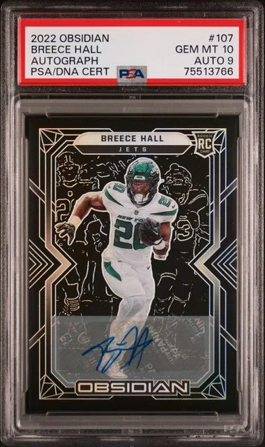 2022 Panini Obsidian Breece Hall Autograph #107 card image
