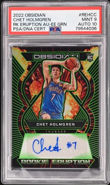 2022 Panini Obsidian Chet Holmgren Eruption Autographs Electric Etch Green #REHCC card image