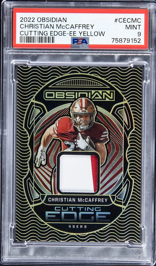 2022 Panini Obsidian Christian McCaffrey Cutting Edge Electric Etch Yellow #CECMC card image
