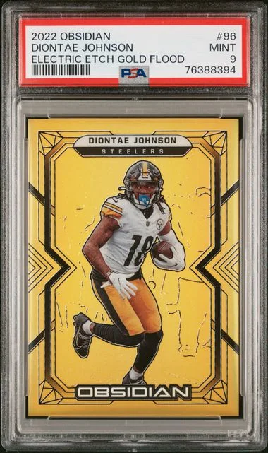 2022 Panini Obsidian Diontae Johnson Electric Etch Gold Flood #96 card image