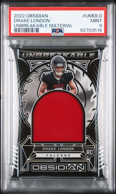 2022 Panini Obsidian Drake London Unbreakable Material #UM-DLO card image