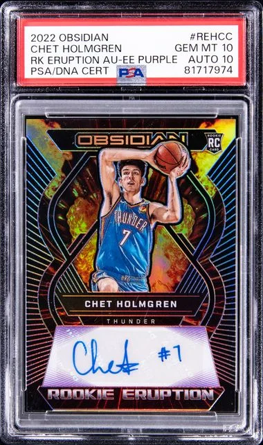 2022 Panini Obsidian Eruption Autographs Electric Etch Purple Rehcc Chet Holmgren #no-number card image