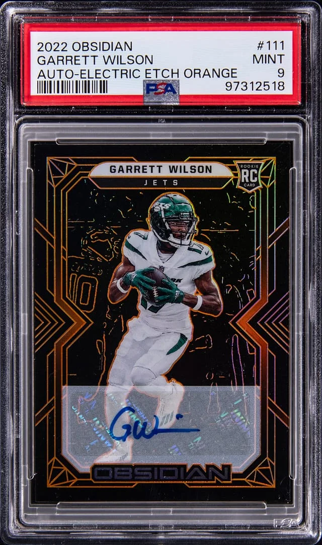 2022 Panini Obsidian Garrett Wilson Autograph Electric Etch Orange #111 card image