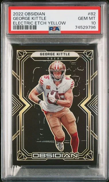 2022 Panini Obsidian George Kittle Electric Etch Yellow #82 card image
