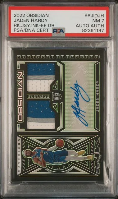 2022 Panini Obsidian Jaden Hardy Jersey Ink Electric Etch Green #RJID-JH card image