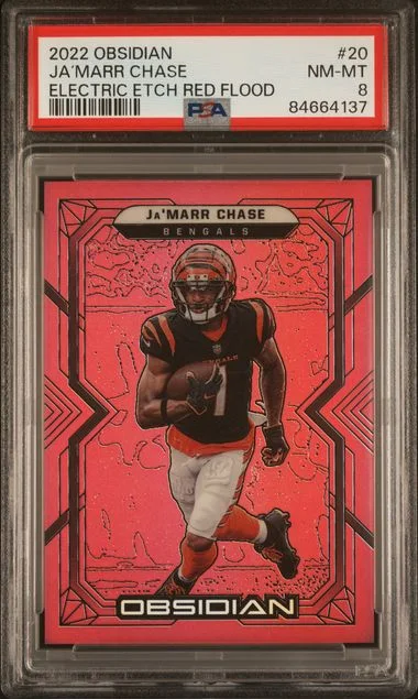 2022 Panini Obsidian Ja’Marr Chase Electric Etch Red Flood #20 card image