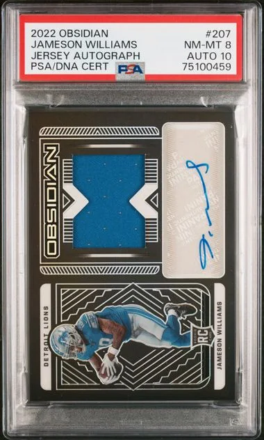 2022 Panini Obsidian Jameson Williams Jersey Autograph #207 card image