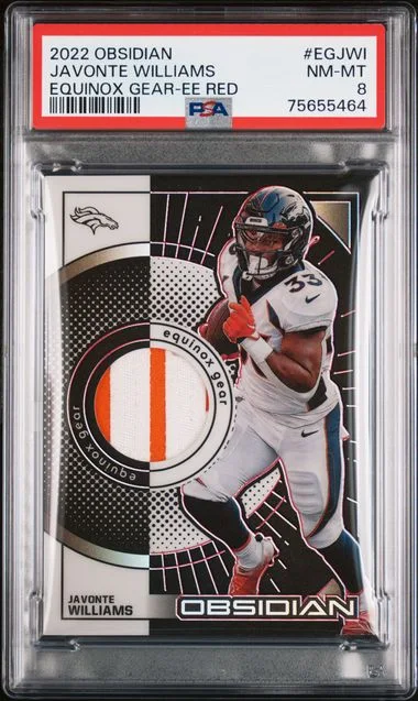 2022 Panini Obsidian Javonte Williams Equinox Gear Electric Etch Red #EG-JWI card image