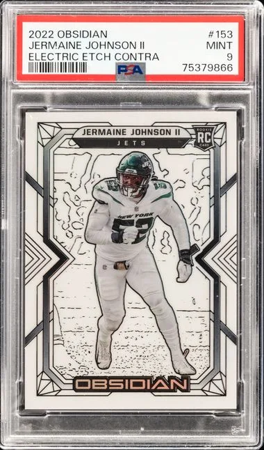 2022 Panini Obsidian Jermaine Johnson II Electric Etch Contra #153 card image