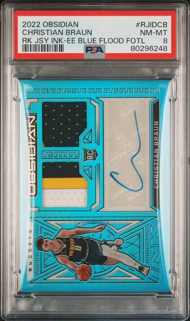 2022 Panini Obsidian Jersey Ink Electric Etch Blue Flood Fotl Rjidcb Christian Braun #no-number card image