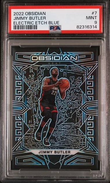 2022 Panini Obsidian Jimmy Butler Electric Etch Blue #7 card image