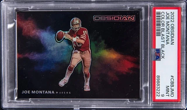 2022 Panini Obsidian Joe Montana Color Blast Black #CBBJMO card image