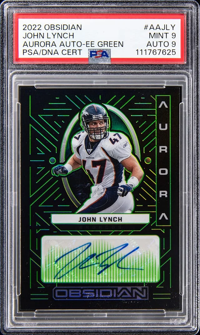 2022 Panini Obsidian John Lynch Aurora Autograph Electric Etch Green #AA-JLY card image