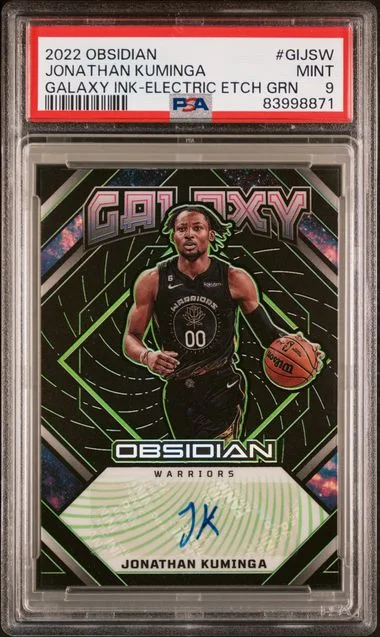 2022 Panini Obsidian Jonathan Kuminga Galaxy Ink Electric Etch Green #GIJSW card image