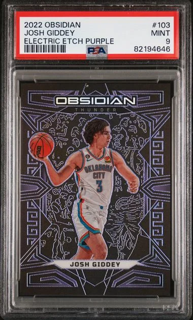 2022 Panini Obsidian Josh Giddey Electric Etch Purple #103 card image