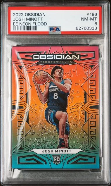 2022 Panini Obsidian Josh Minott Electric Etch Neon Flood #186 card image