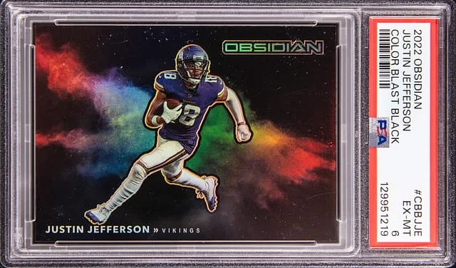 2022 Panini Obsidian Justin Jefferson Color Blast Black #CBB-JJE card image