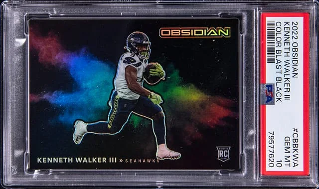2022 Panini Obsidian Kenneth Walker III Color Blast Black #CBB-KWA card image