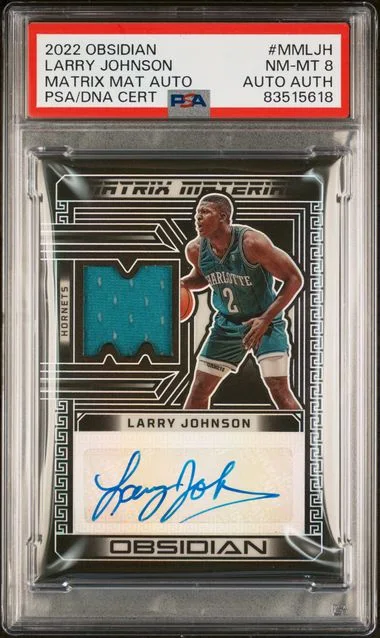 2022 Panini Obsidian Larry Johnson Matrix Material Autos #MM-LJH card image