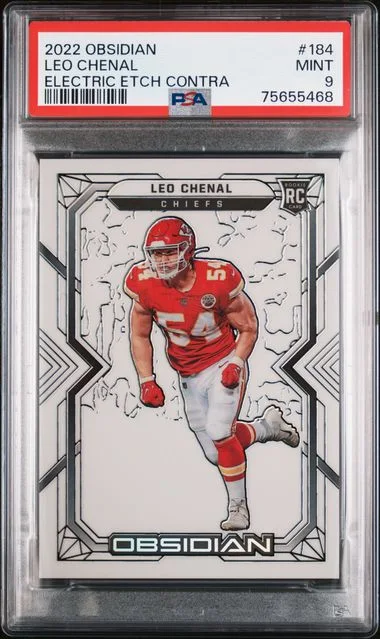 2022 Panini Obsidian Leo Chenal Electric Etch Contra #184 card image