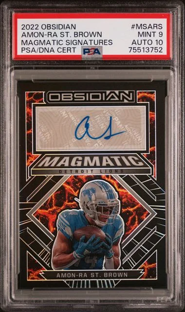 2022 Panini Obsidian Magmatic Signatures Msars Amon-Ra St. Brown #no-number card image