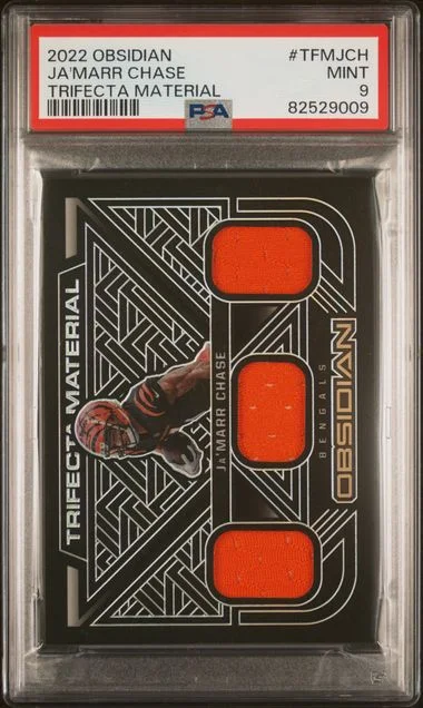 2022 Panini Obsidian Trifecta Material Tfmjch Ja'Marr Chase #no-number card image