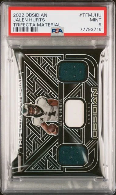 2022 Panini Obsidian Trifecta Material Tfmjhu Jalen Hurts #no-number card image