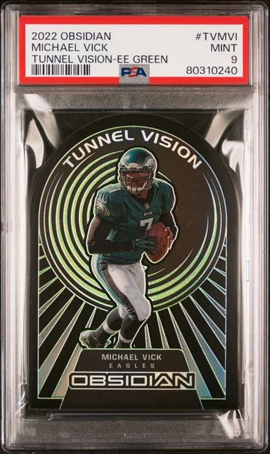 2022 Panini Obsidian Tunnel Vision Electric Etch Green Tvmvi Michael Vick #no-number card image