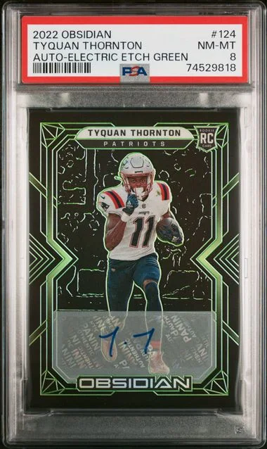 2022 Panini Obsidian Tyquan Thornton Autograph Electric Etch Green #124 card image