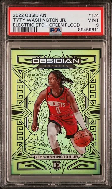 2022 Panini Obsidian TyTy Washington Jr. Electric Etch Green Flood FOTL #174 card image
