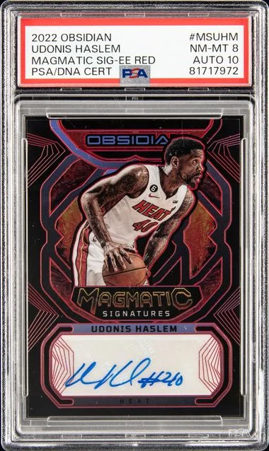 2022 Panini Obsidian Udonis Haslem Magmatic Signatures Electric Etch Red #MSUHM card image