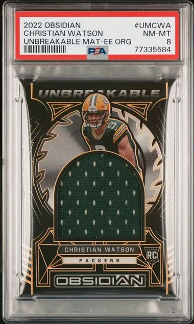 2022 Panini Obsidian Unbreakable Material Electric Etch Orange Umcwa Christian Watson #no-number card image