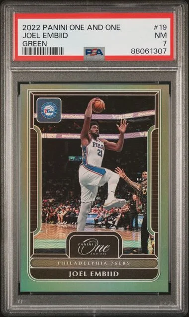 2022 Panini One and One Joel Embiid Green #19 card image