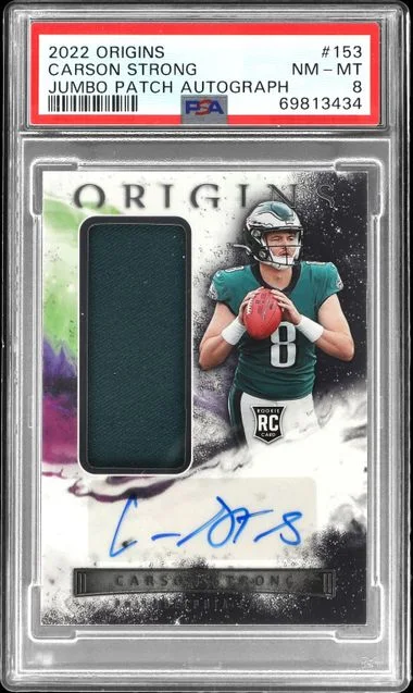 2022 Panini Origins Carson Strong Jumbo Patch Autograph #153 card image