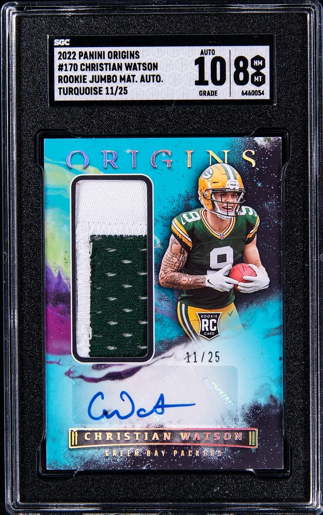 2022 Panini Origins Christian Watson Jumbo Material Autograph Turquoise #170 card image