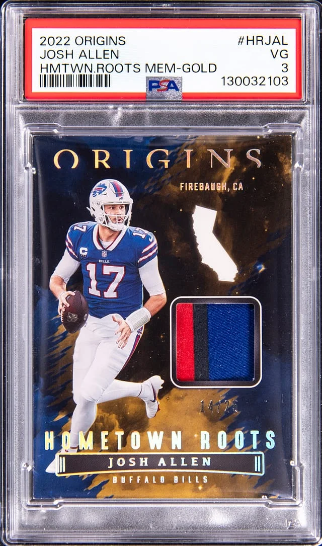 2022 Panini Origins Josh Allen Hometown Boots Gold #HR-JAL card image