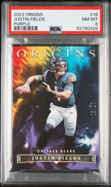 2022 Panini Origins Justin Fields Purple #18 card image