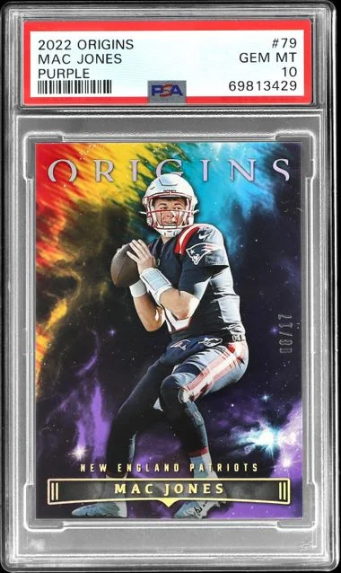 2022 Panini Origins Mac Jones Purple #79 card image