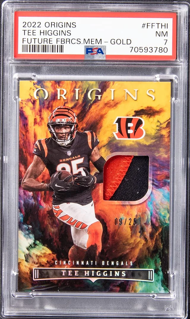 2022 Panini Origins Tee Higgins Future Fabrics Memorabilia Gold #FF-THI card image