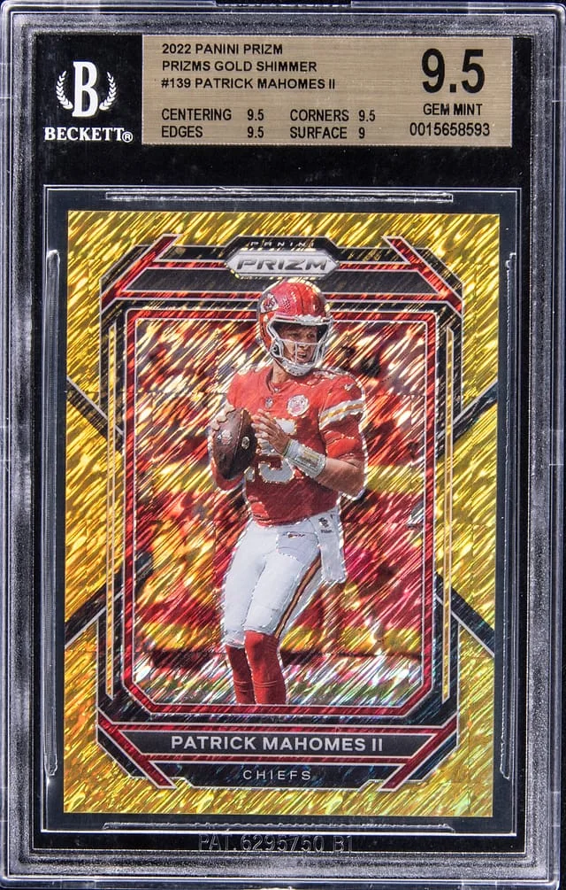2022 Panini Patrick Mahomes II Gold Shimmer Prizm #139 card image