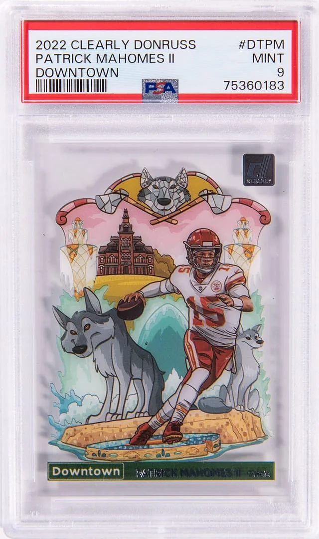 2022 Panini Patrick Mahomes II Clearly Donruss Downtown #DT-PM card image