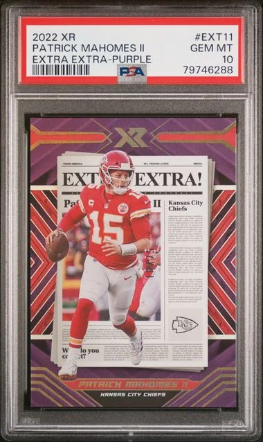 2022 Panini Patrick Mahomes II Xr Extra Extra Purple #EXT-11 card image