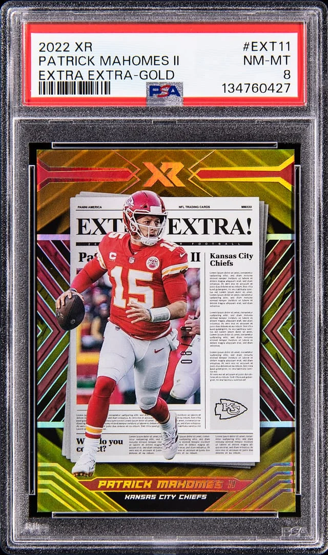 2022 Panini Patrick Mahomes II XR Extra Extra Gold #EXT11 card image