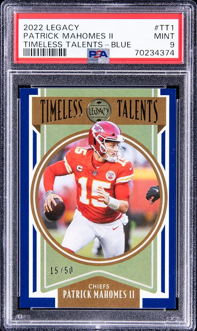 2022 Panini Patrick Mahomes II Legacy Timeless Talents Blue #TT1 card image