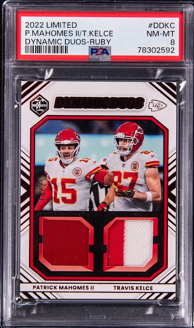 2022 Panini Patrick Mahomes II/Travis Kelce Limited Dynamic Duos Ruby #DDKC card image