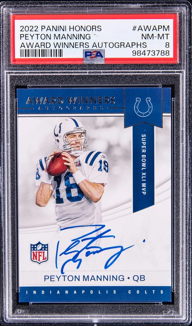 2022 Panini Peyton Manning Honors Award Winners Autograph #AWA-PM card image