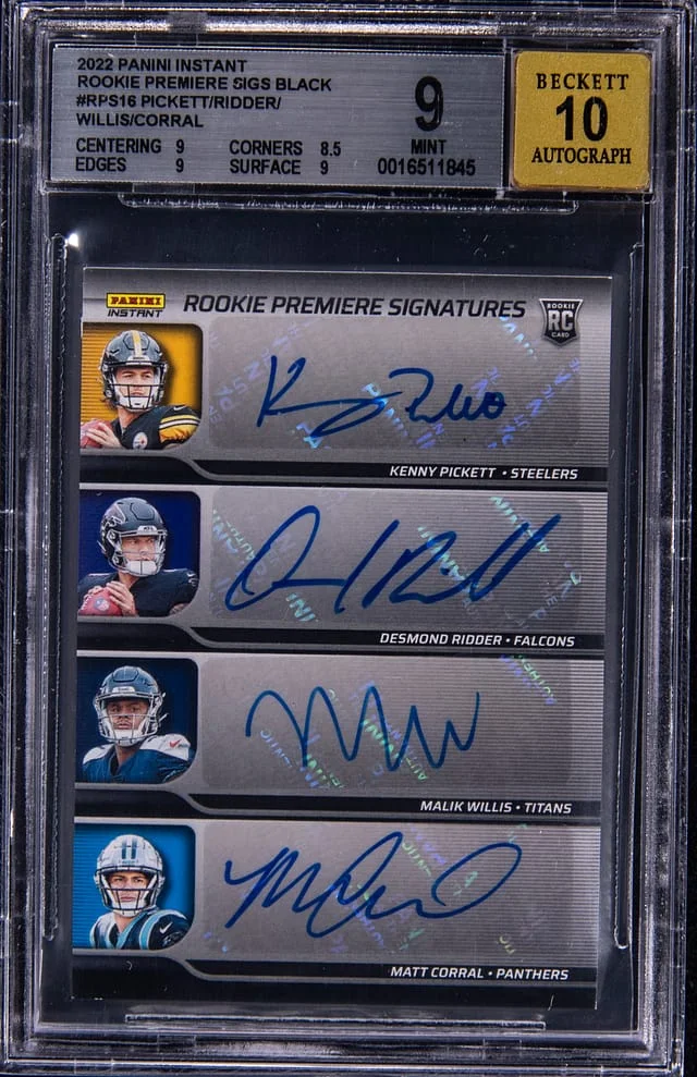 2022 Panini Pickett/Ridder/Willis/Corral Multi-Signed Instant Premiere Signatures Black #RPS16 card image