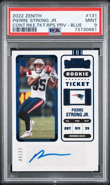 2022 Panini Pierre Strong Jr. Zenith Contenders Ticket RPS Preview Autograph Blue #131 card image