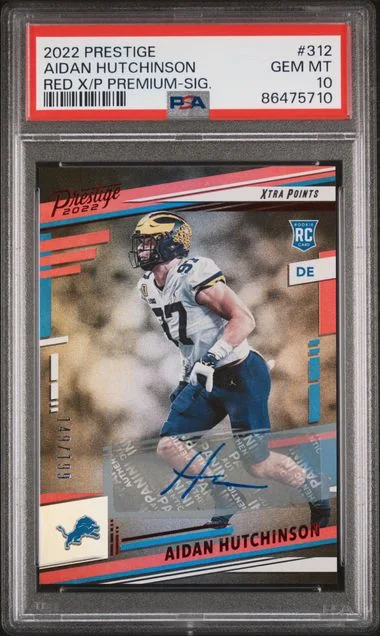 2022 Panini Prestige Aidan Hutchinson Red Xtra Points Premium-Signature #312 card image
