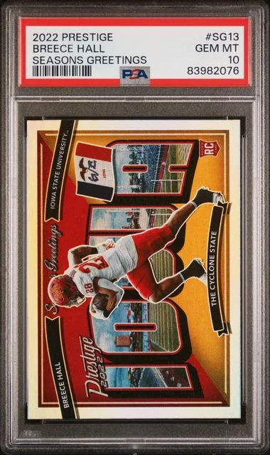 2022 Panini Prestige Breece Hall Seasons Greetings #SG-13 card image